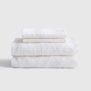 QUINCE European Linen Sheet Set Queen White 7151